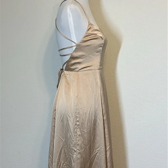 Show Me Your MuMu Gold Satin Dress - Picture 7 of 10